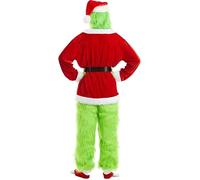Niceyoeuk 7PCS Christmas Green Monster Costume Set How The Green Monster Stole Christmas Halloween Xmas Funny Cosplay Costume Props (Green, XL)
