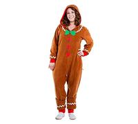 Niceyoeuk Adults Kids Christmas Gingerbread Cosplay Costume Long Sleeve Zipper Hooded Jumpsuit for Men Women Boy Girl Party Role-playing Cosplay (Brown-Adults, S)