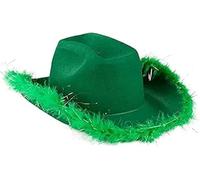 Niceyoeuk Cowgirl Hat Cowboy Hats for Women Fluffy Feather Brim Cowboy Hat for Holiday,Costume Party,Play Dress Up,Halloween Cosplay (Green01, Free Size)