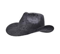 Niceyoeuk Women Cowboy Cowgirl Hats Roll-up Wide Brim Stylish Retro Texture Design Western Hats for Daily Life& Party (Black, ONE Size)