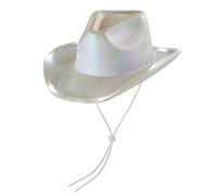 Niceyoeuk Women Cowboy Hats with Colorful LED Light Fluffy Feather Brim Cowgirl Hat for Halloween Cosplay Costume Party (K, One Size)
