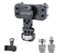 NICEYRIG Smartphone Tripod Mount Aluminum Alloy,Phone Stand Holder Clamp with 1/4 Mount 360° Rotation and 180° Tilt for DSLR and Mirror-less, Cinema Camera, Camcorder Cage Rig - 519