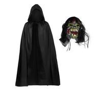 NICEYST Scary Halloween Costume Adult Monster Mask with Hooded Cloak Horror Demon Evil Devil Zombie Mask Creepy Costume