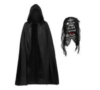 NICEYST Scary Halloween Costume Adult Monster Mask with Hooded Cloak Horror Demon Evil Devil Zombie Mask Creepy Costume