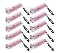 Nicfaky 10X Outdoor Mini Pink Rubber Coated 9-LED Flashlight Torch