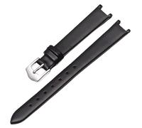 Nicfaky Genuine Leather Strap,For DKNY Ultra-Thin Genuine Leather Cowhide Watch Chain Blue Concave Plain Weave 12mm Female (Band Color : Black- Silver, Size : 18x10mm)