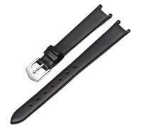 Nicfaky Genuine Leather Strap,For DKNY Ultra-Thin Genuine Leather Cowhide Watch Chain Blue Concave Plain Weave 12mm Female (Band Color : Black- Silver, Size : 18x10mm)