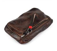 Nicfaky Mini Wallet Coin Purse Genuine Leather Men's Vintage Wallet Clutch Bag with Short Zipper Small Change Bag, brown, One Size
