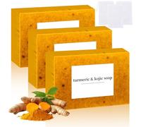 Nicgou Kojico Soap Lemon and Turmeric Turmeric Soap for Face and Body Natural Handmade Turmeric Soap for All Skin Types (3 Units)