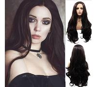 NICHANGHUA 1B Black Lace Front Wigs for Women Long Curly Realistic Looking Side Part Synthetic Wig Heat Fiber Pure Black Lace Wig 150 Density Cosplay Amine Daily Use 24 Inches (Color : Natural Black)