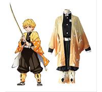 NICHANGHUA Anime Blade Of Cosplay Costumes Zenitsu Agatsuma Cosplay Costume Halloween Carnival Party Kimetsu No Yaiba Cosplay Wigs S Only Costume
