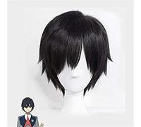 NICHANGHUA Anime DARLING in the FRANXX 016 Cosplay Wig Hiro Short Black Heat Resistant Synthetic Hair Wigs + Wig Cap (Color : Black)