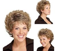 NICHANGHUA Golden Female Short Curly Wavy r Retro Wig Fashion Natural Full Womens Cosplay Party Fancy Dress A/A (Color : A)