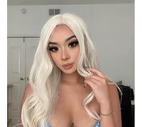 NICHANGHUA Hair Pastel Blue Lace Front Wig for Women Long Wavy Ice Blue Light Color Free Part Wig Synthetic Realistic Hairline Soft Wig Heat Resistant Fiber Cosplay Party Drag Queen Wig