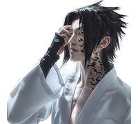 NICHANGHUA Kostenlose Haarkappe + schwarze Perücke für Herren, gewellte Cosplay-Perücke, kurz, für synthetische Perücken von Anime für Halloween-Kostüme (Color : Black)