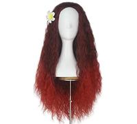 NICHANGHUA Malisa Ombre Red Kinky Curly Synthetic Wigs for Halloween Long Curly Cosplay Wig with Heat Resistant Hair