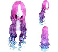 NICHANGHUA Miss Fortune for Women Long Curly Wavy Cosplay Wigs 80cm Synthetic Hair Wig Red Purple Blue Gradient Multicolor Game
