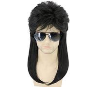 NICHANGHUA Mullet Wig for Men Women 80's Retro Mullet Wig Long Hair Black Wig Punk Metal Rocker Wig for Halloween Fancy Dress Party (Color : Black Wavy)