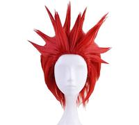 NICHANGHUA Short Fluffy Snynthic Red kirishima eijiro Anime Cosplay Wig Short Halloween Costume Party Wig for Kirishima Eijiro with Free Wig Cap(Red) (Color : Red)