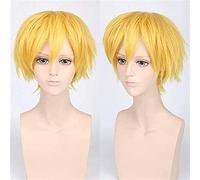 NICHANGHUA Short Wavy Red Silver Gray Light Golden Yellow Green Pink Purple Orange White Synthetic Hair Bangs Universal Cosplay Wig +WigCap 21
