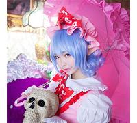 NICHANGHUA TouHou Project Remilia Scarlet Cosplay Wig 35cm Short Curly Wavy Heat Resistant Synthetic Hair for Women Anime Costume Blue Gift (Color : Blue)