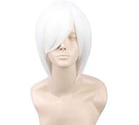 NICHANGHUA Women or Men Wigs Short Straight Synthetic Cosplay Wig with Bangs As Real Hair (Color : White)