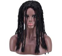 NICHANGHUA Women's Long Curly Black Wig Two Tones Dark Brown Rooted with Synthetic Heat Resistant Natural Looking Middle Part Wigs for Women Cosplay Party Daily Wear 22" / Black (Color : Black)