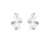 Niche Design Matte Silver Ruffled Stud Earrings for Women, Artistic Wavy Petal Studs, Minimalist Sculptural Jewelry, Aesthetic for Anniversary Birthday Party, 1.3x2cm