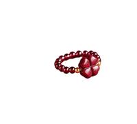 Niche-Style Women's Ring: Purple Gold Sand Band With Garnet Accent Stone Designed For The Index Finger(RedD)
