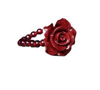 Niche-Style Women's Ring: Purple Gold Sand Band With Garnet Accent Stone Designed For The Index Finger(RedB)