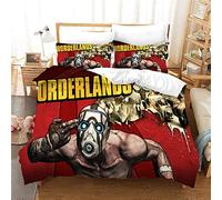 NICHIYO Borderlands Bed Linen Set - Duvet Cover and Pillowcase, Microfibre, 3D Digital Print, Three-Piece Bed Linen (Duvet Cover + Pillowcases) (14, King 220 x 240 cm)