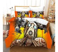 NICHIYO Borderlands Bed Linen Set - Duvet Cover and Pillowcase, Microfibre, 3D Digital Print, Three-Piece Bed Linen (Duvet Cover + Pillowcases) (1, Single 135 x 200 cm)