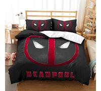 Nichiyo Deadpool Bed Linen Set - Duvet Cover and Pillow Case, Microfibre, 3D Digital Print 3-Piece Bedding (Duvet Cover + Pillowcases) (5,King 240 x 220 cm)