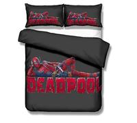 Nichiyo Deadpool bed linen set - duvet cover and pillowcase, microfibre, 3D digital print, three-piece bed linen (duvet cover and pillowcases) (3,double 200 x 200 cm)
