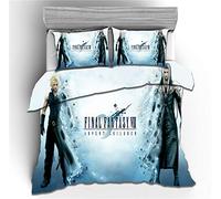 NICHIYO Final Fantasy Bed Linen Set - Duvet Cover and Pillowcase, Microfibre, 3D Digital Print, Three-Piece Bed Linen (Duvet Cover + Pillowcases) (1, Single 135 x 200 cm)