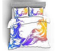 NICHIYO Final Fantasy Bed Linen Set - Duvet Cover and Pillowcase, Microfibre, 3D Digital Print, Three-Piece Bed Linen (Duvet Cover + Pillowcases) (2, Single 135 x 200 cm)