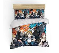 NICHIYO Fullmetal Alchemist Duvet Cover Bedding Set - Duvet Cover and Pillowcase, Microfibre, 3D Digital Print, Three-Piece Bed Linen (18.180 x 210 cm + 80 x 80 cm)