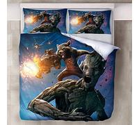 NICHIYO Groot Bed Linen Set - Duvet Cover and Pillow Case, Microfibre, 3D Digital Print, Three-Piece Bedding (Duvet Cover + Pillowcases) (1, Double 200 x 200 cm)