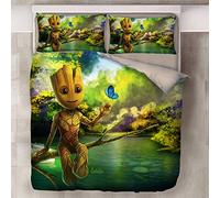 NICHIYO Groot Bed Linen Set - Duvet Cover and Pillowcase, Microfibre, 3D Digital Print, Three-Piece Bed Linen (Duvet Cover + Pillowcases) (3, Double 200 x 200 cm)