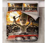 NICHIYO Groot Bed Linen Set - Duvet Cover and Pillowcase, Microfibre, 3D Digital Print, Three-Piece Bed Linen (Duvet Cover + Pillowcases) (4, Double 200 x 200 cm)