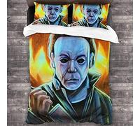 NICHIYO Halloween: The Curse of Michael Myers Bedding Set - Duvet Cover and Pillowcase, Microfiber, 3D Digital Print Three-Piece Bedding (20,Doubie 200 * 200cm+50 * 75cm)
