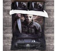 NICHIYO Halloween: The Curse of Michael Myers Bedding Set - Duvet Cover and Pillowcase, Microfiber, 3D Digital Print Three-Piece Bedding (10,Doubie 200 * 200cm+50 * 75cm)