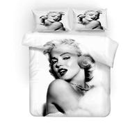 NICHIYO Marilyn Monroe Bed Linen Set - Duvet Cover and Pillow Case, Microfibre, 3D Digital Print Three-Piece Bedding (Duvet Cover + Pillowcases) (2, Single 135 x 200 cm)