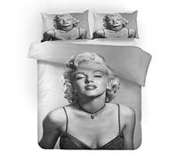 NICHIYO Marilyn Monroe Bed Linen Set - Duvet Cover and Pillowcase, Microfibre, 3D Digital Print, Three-Piece Bed Linen (Duvet Cover + Pillowcases) (3, Doubie 200 x 200 cm)