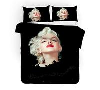 NICHIYO Marilyn Monroe Bedding Set - Duvet Cover and Pillow Case, Microfibre, 3D Digital Print Three-Piece Bedding (Duvet Cover + Pillowcases) (7, Super King 220 x 260 cm)