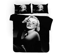 NICHIYO Marilyn Monroe Bedding Set - Duvet Cover and Pillow Case, Microfibre, 3D Digital Print Three-Piece Bedding (Duvet Cover + Pillowcases) (8, Doubie 200 x 200 cm)