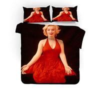 NICHIYO Marilyn Monroe Bedding Set - Duvet Cover and Pillow Case, Microfibre, 3D Digital Print Three-Piece Bedding Set (Duvet Cover + Pillowcases) (6, Doubie 200 x 200 cm)