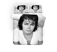 NICHIYO Michael Jackson Bed Linen Set - Duvet Cover and Pillow Case, Microfibre, 3D Digital Print, Three-Piece Bedding (Duvet Cover + Pillowcases) (4, Single 135 x 200 cm)