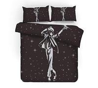 NICHIYO Michael Jackson Bed Linen Set, Duvet Cover and Pillowcase, Microfibre, 3D Digital Print Three-Piece Bedding (Duvet Cover + Pillowcases) (14, Single 135 x 200 cm)