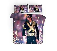 NICHIYO Michael Jackson Bed Linen Set, Duvet Cover and Pillowcase, Microfibre, 3D Digital Print Three-Piece Bedding (Duvet Cover + Pillowcases) (5, Double 200 x 200 cm / 79 x 79 inches)